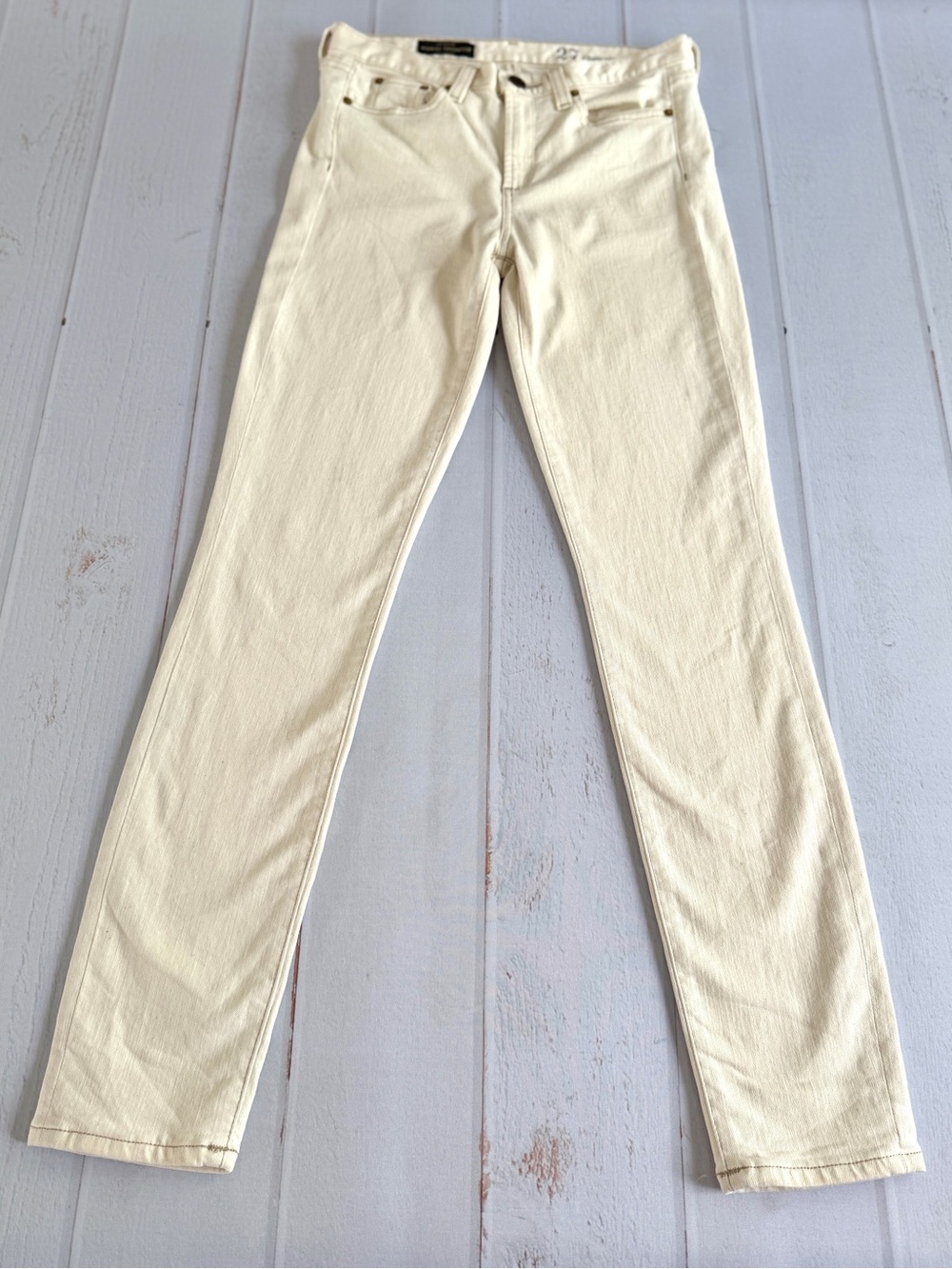 J.Crew Midrise Toothpick Jeans 27 Regular Cream Ivory Skinny Denim